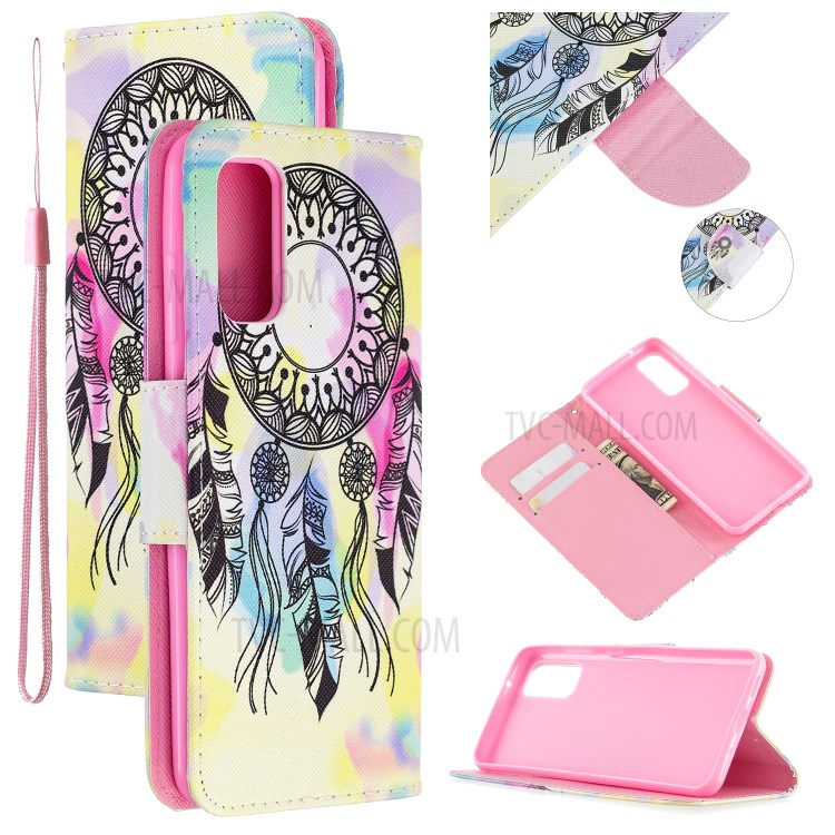 Pretty Pattern Printing Cross Texture Wallet Leather Stand Case for Samsung Galaxy A71 SM-A715 - Dream Catcher-1