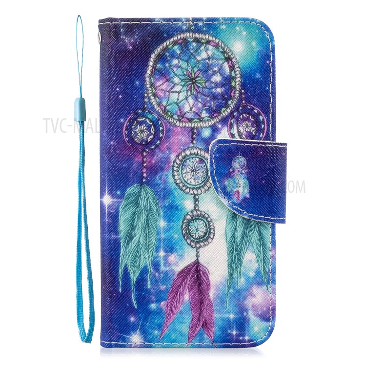 Cross Texture Pattern Printing Flip Leather Wallet Stand Case for Samsung Galaxy S20 - Dream Catcher-2