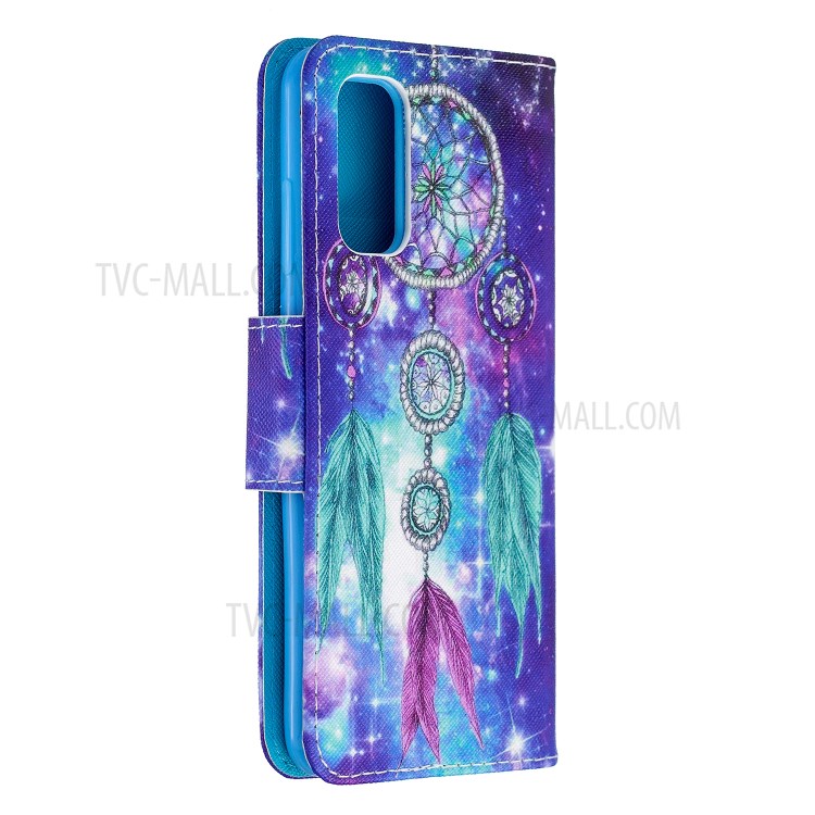 Cross Texture Pattern Printing Flip Leather Wallet Stand Case for Samsung Galaxy S20 - Dream Catcher-4