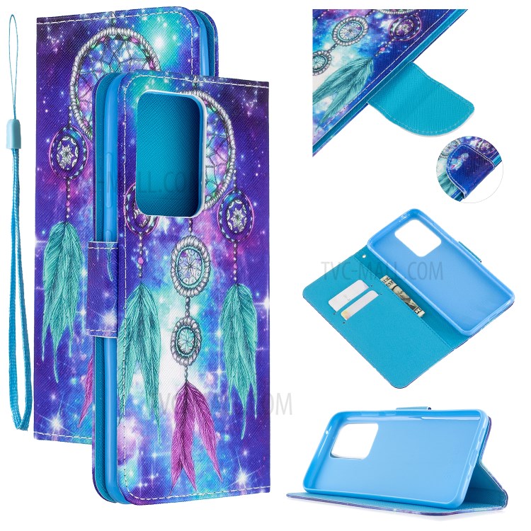 Cross Texture Patterned PU Leather Wallet Cover for Samsung Galaxy S20 Ultra - Dream Catcher-1