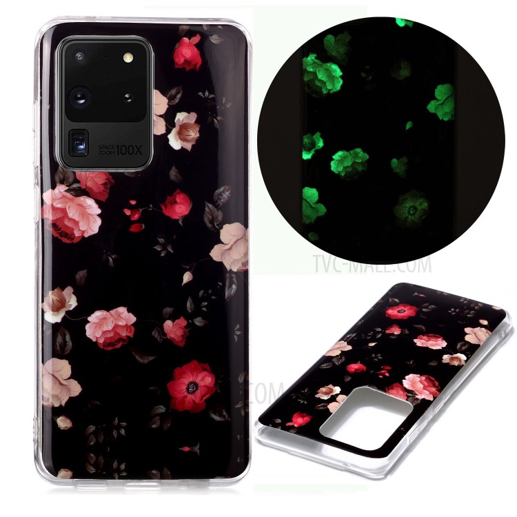 Noctilucent IMD TPU Phone Back Case for Samsung Galaxy S20 Ultra - Flower-1