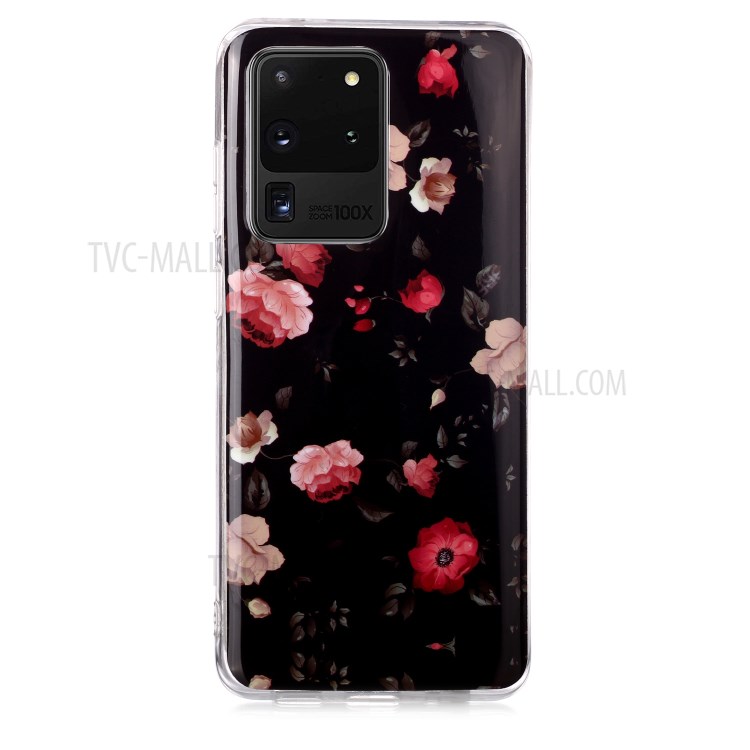 Noctilucent IMD TPU Phone Back Case for Samsung Galaxy S20 Ultra - Flower-2