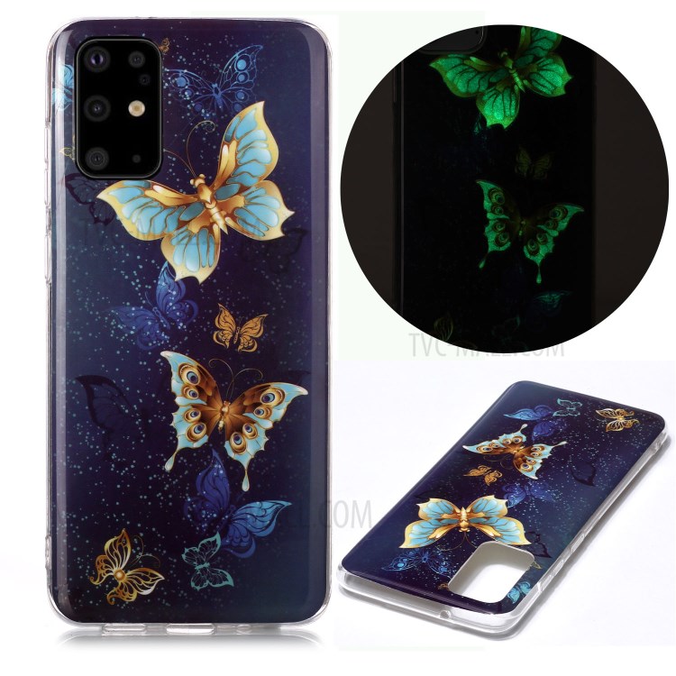 Luminous TPU Pattern Printing IMD Protetive Shell for Samsung Galaxy S20 Plus - Beautiful Butterfly-1