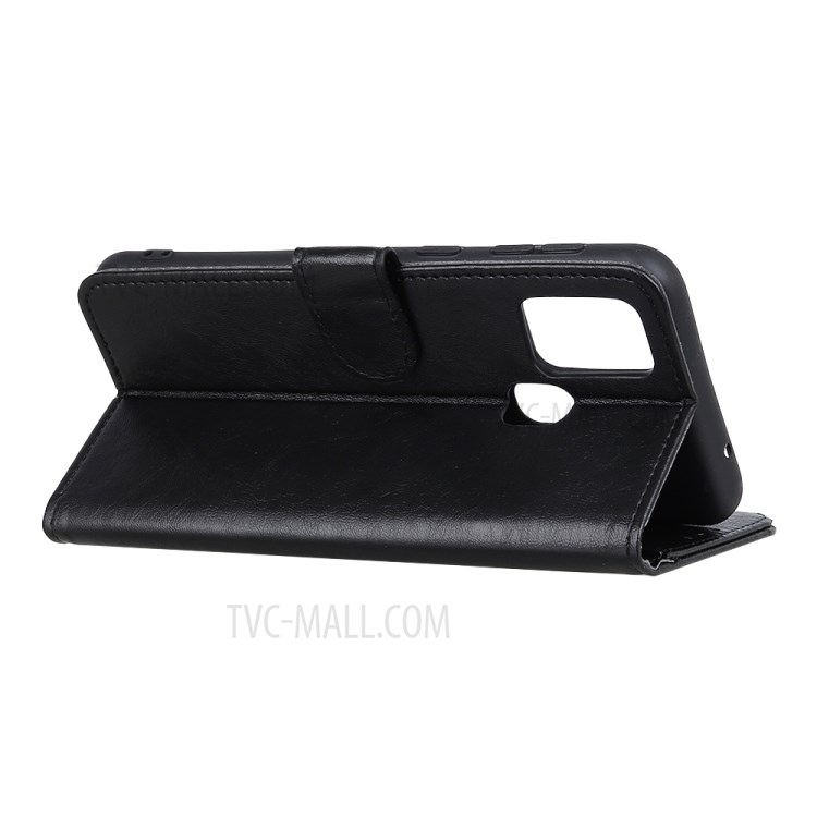 Crazy Horse Leather Shell Wallet Stand Phone Covering for Samsung Galaxy M21/M30s - Black-9