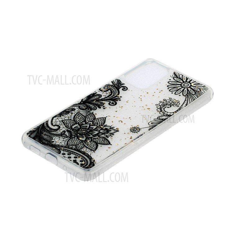 Glitter Sequins Stylish TPU Phone Shell for Samsung Galaxy S20 Ultra - Black Lace-4