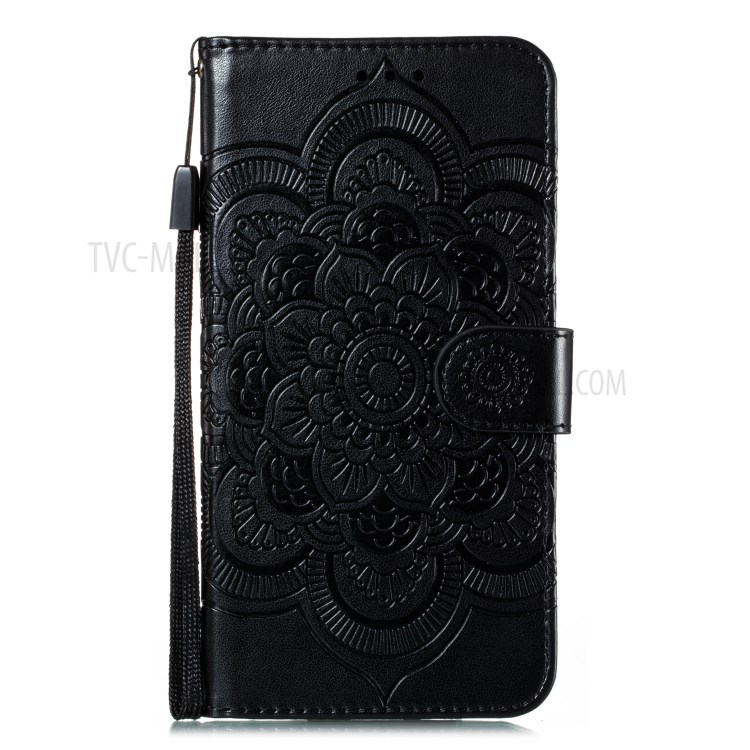 Imprint Malanda Flower Protective Wallet Stand Leather Case with Strap for Samsung Galaxy M31 - Black-2