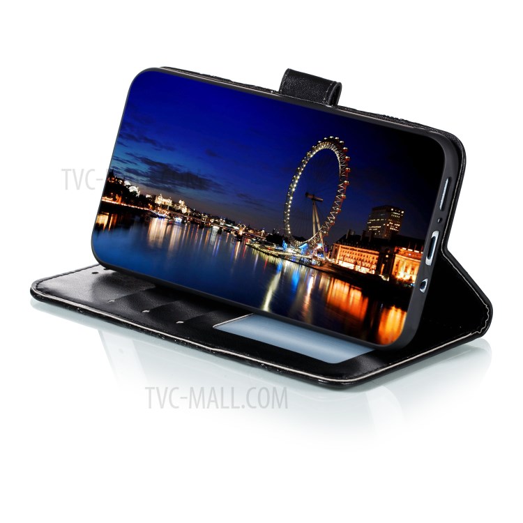 Imprint Malanda Flower Protective Wallet Stand Leather Case with Strap for Samsung Galaxy M31 - Black-7