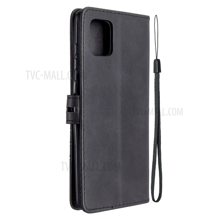 Wallet Leather Stand Phone Case Cover with Lanyard for Samsung Galaxy A81 / Note 10 Lite - Black-3