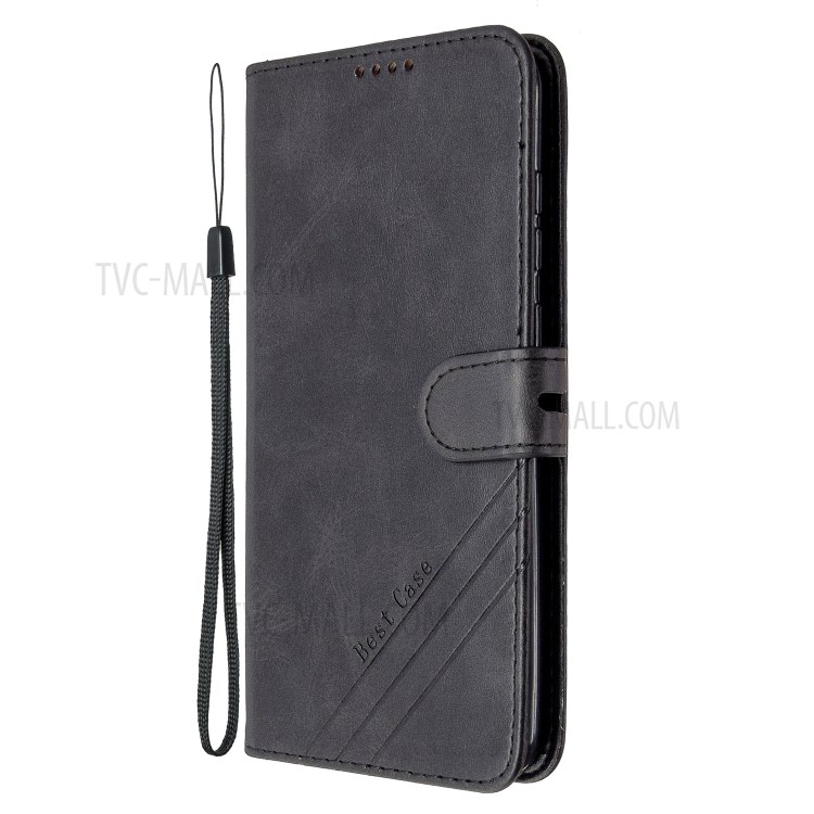 Wallet Leather Stand Phone Cover with Lanyard for Samsung Galaxy A11 - Black-2