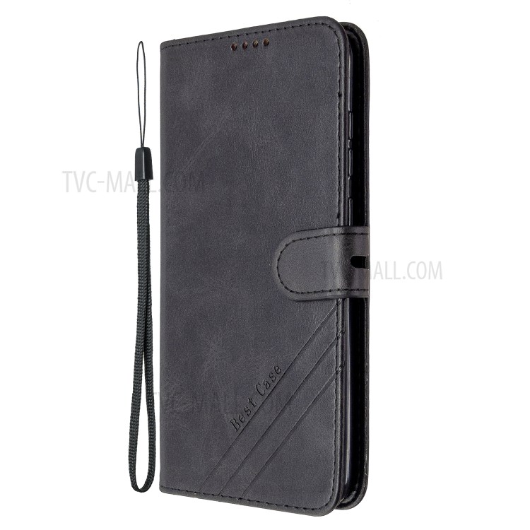 Wallet Leather Stand Phone Cover with Lanyard for Samsung Galaxy A11 - Black-2