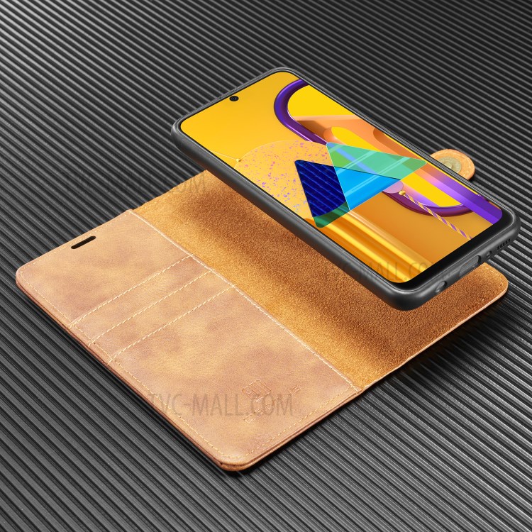 DG.MING Detachable 2-in-1 Split Leather Shell + PC Case for Samsung Galaxy M30s/M21 - Brown-8