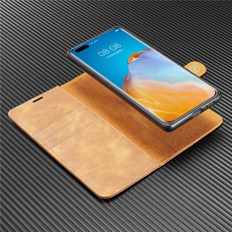 DG.MING Detachable 2-in-1 Split Leather Wallet Shell + PC Back Case for Samsung Galaxy A31 - Brown-8