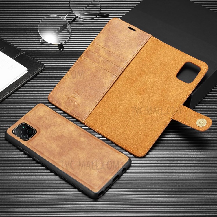 DG.MING Detachable 2-in-1 Split Leather Wallet Shell + PC Back Case for Samsung Galaxy A81 / Note 10 Lite - Brown-4