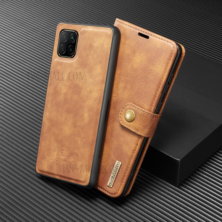 Dg. Ming Desmontable 2-en-1 Billetera De Cuero De Cuero De Cuero + PC Funda Trasera Para Samsung Galaxy A81 / NOTA 10 LITE - Marrón