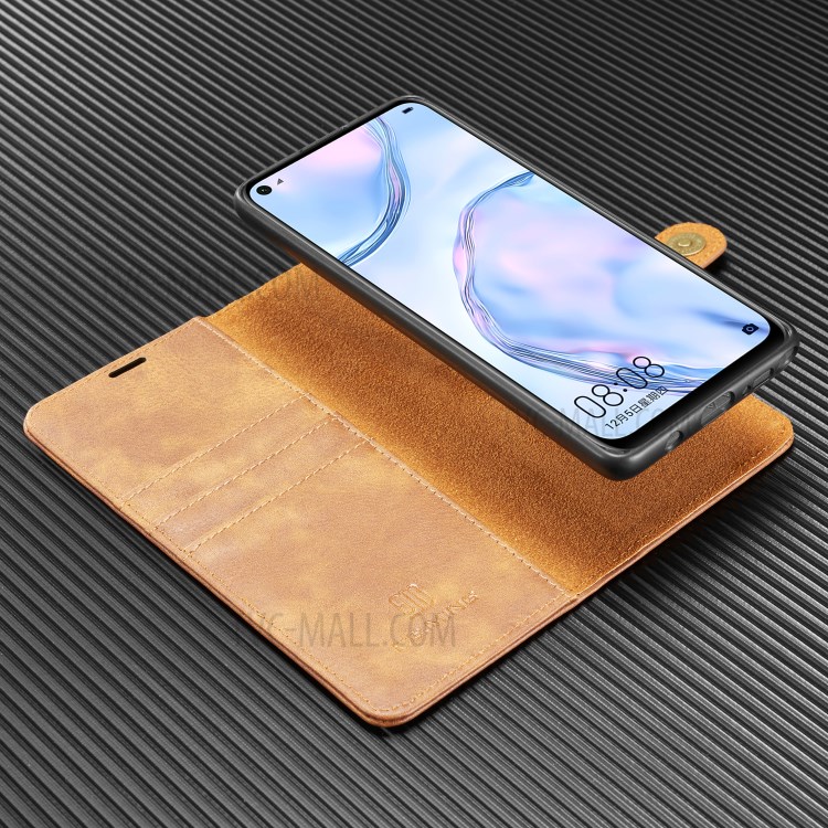 DG.MING Detachable 2-in-1 Split Leather Wallet Shell + PC Back Case for Samsung Galaxy A81 / Note 10 Lite - Brown-8