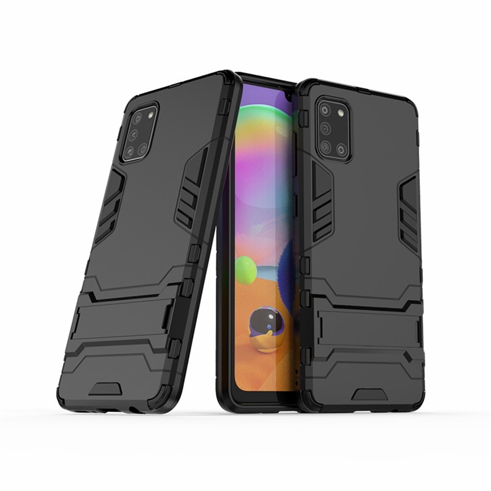 Cool Guard PC + TPU Shell with Kickstand for Galaxy A31 - Black-2