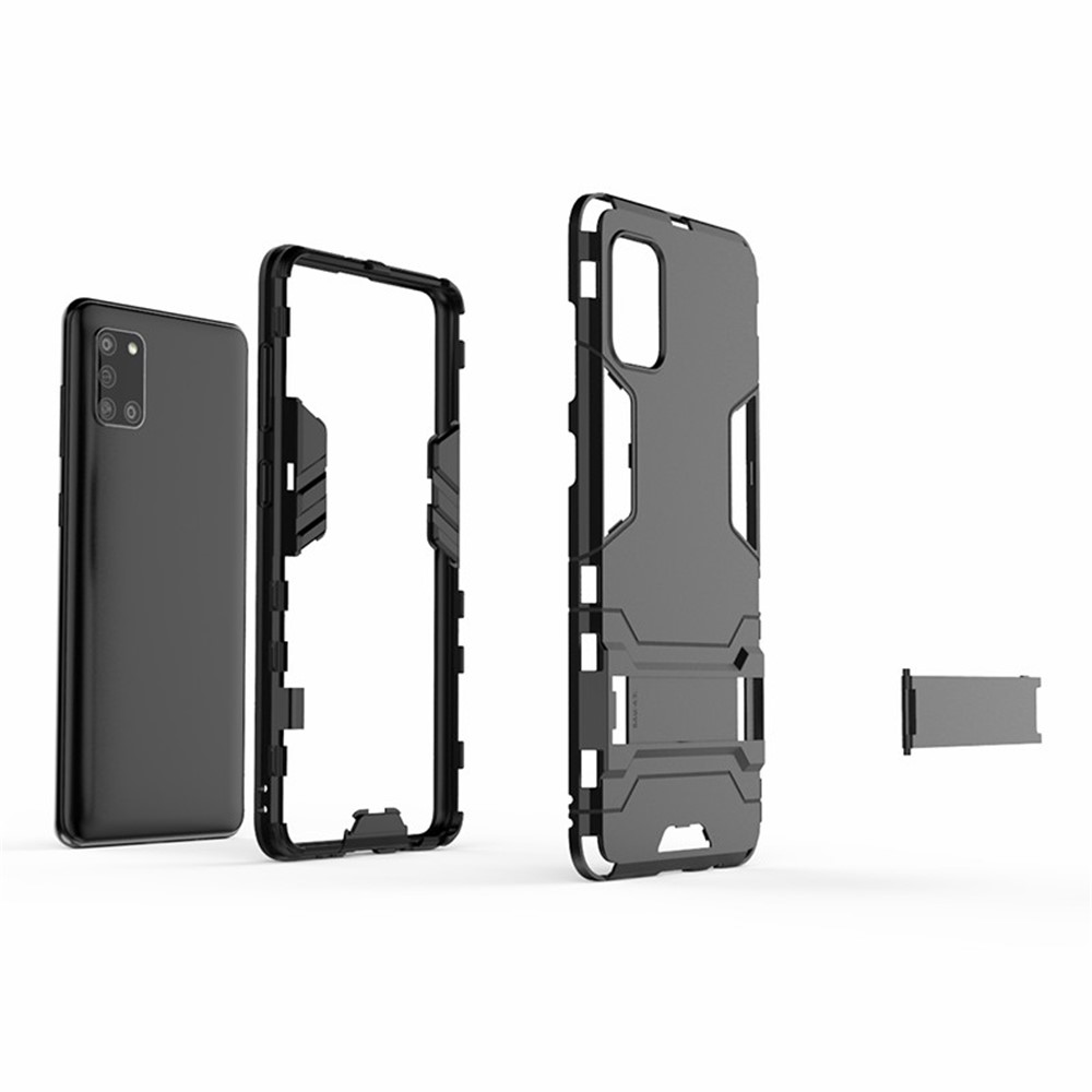 Cool Guard PC + TPU Shell with Kickstand for Galaxy A31 - Black-3