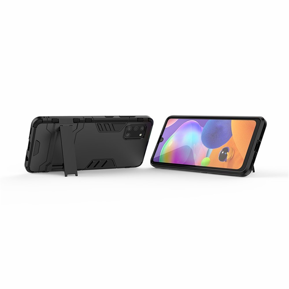Cool Guard PC + TPU Shell with Kickstand for Galaxy A31 - Black-7
