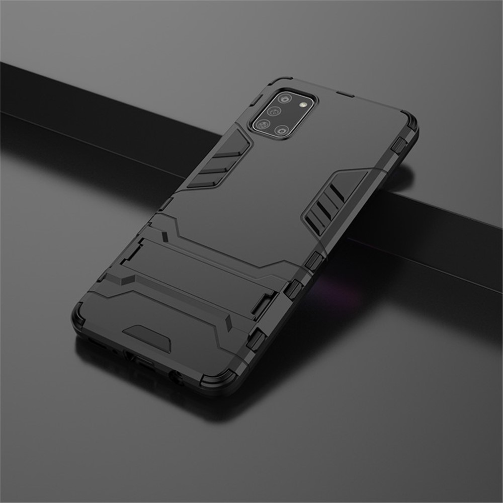 Cool Guard PC + TPU Shell with Kickstand for Galaxy A31 - Black-8