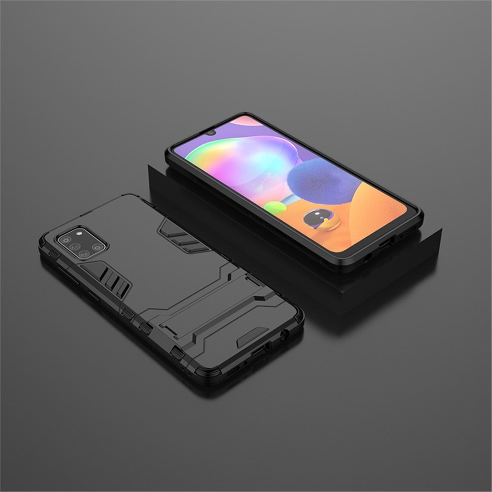 Cool Guard PC + TPU Shell with Kickstand for Galaxy A31 - Black-9