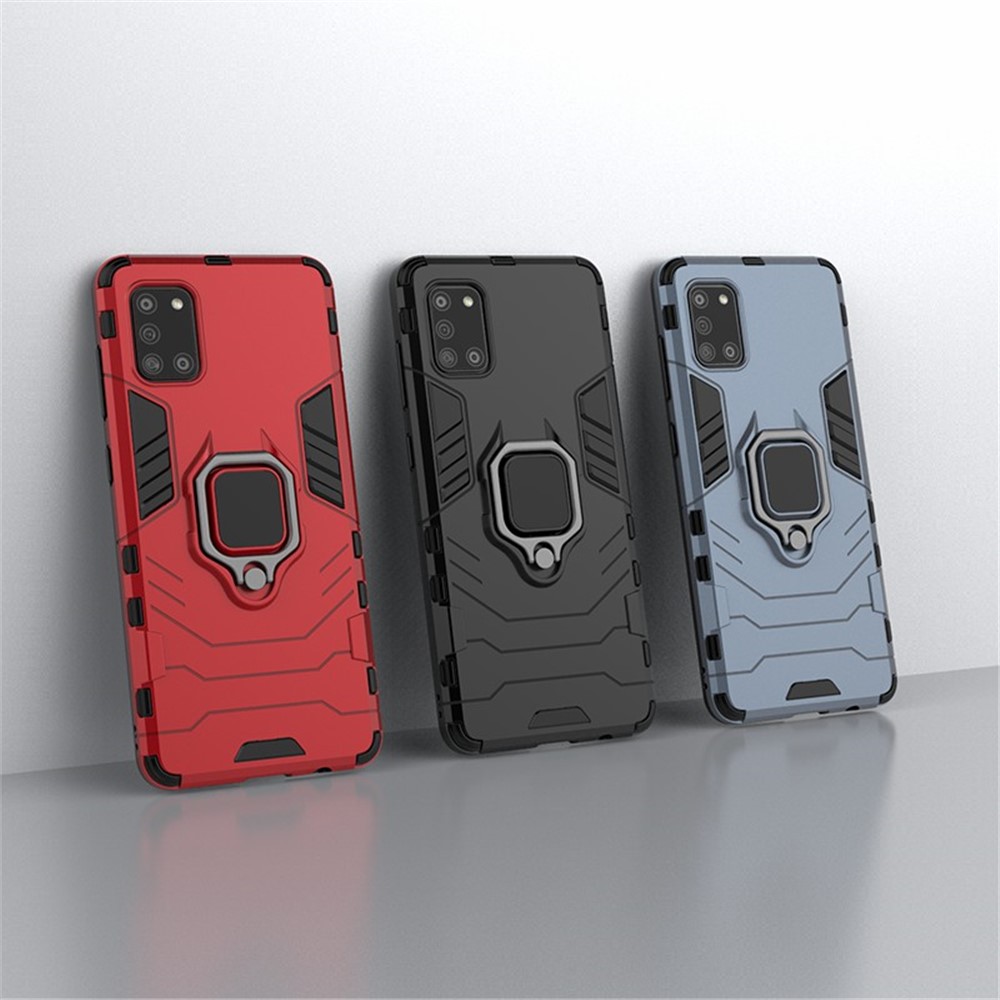PC + TPU Stylish Case with Kickstand for Galaxy A31 - Black-10
