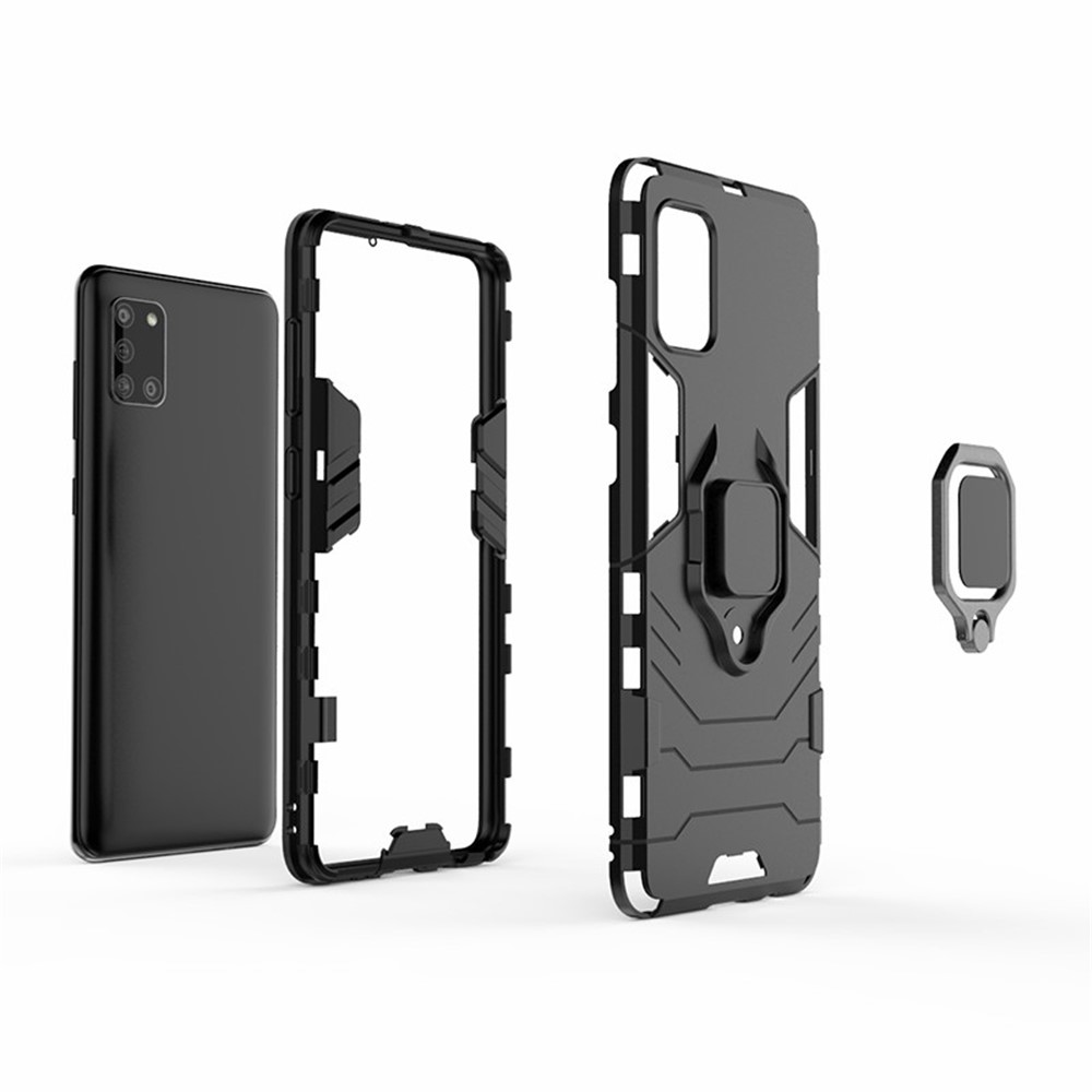 PC + TPU Stylish Case with Kickstand for Galaxy A31 - Black-3