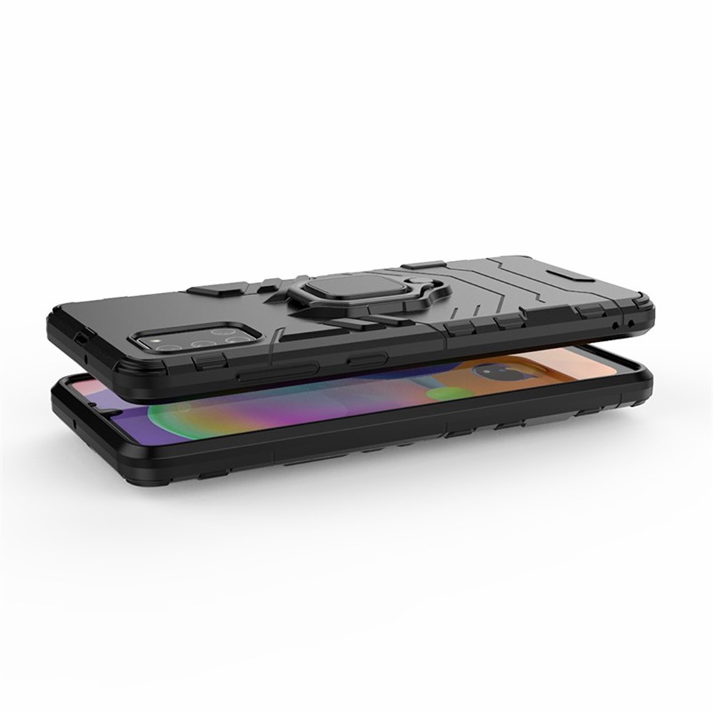 PC + TPU Stylish Case with Kickstand for Galaxy A31 - Black-4