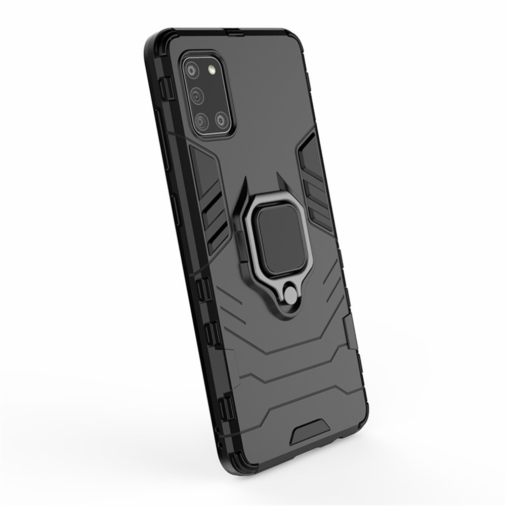 PC + TPU Stylish Case with Kickstand for Galaxy A31 - Black-5