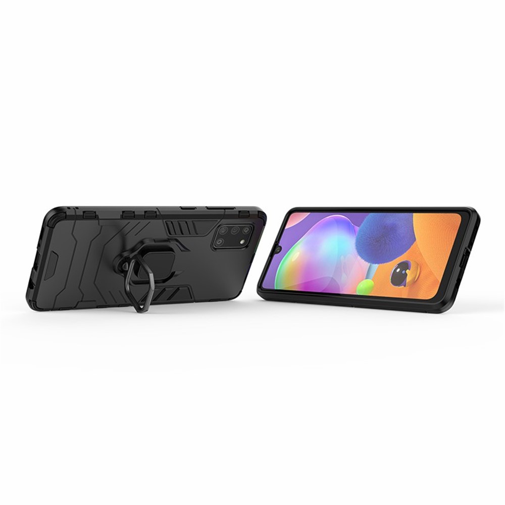 PC + TPU Stylish Case with Kickstand for Galaxy A31 - Black-7