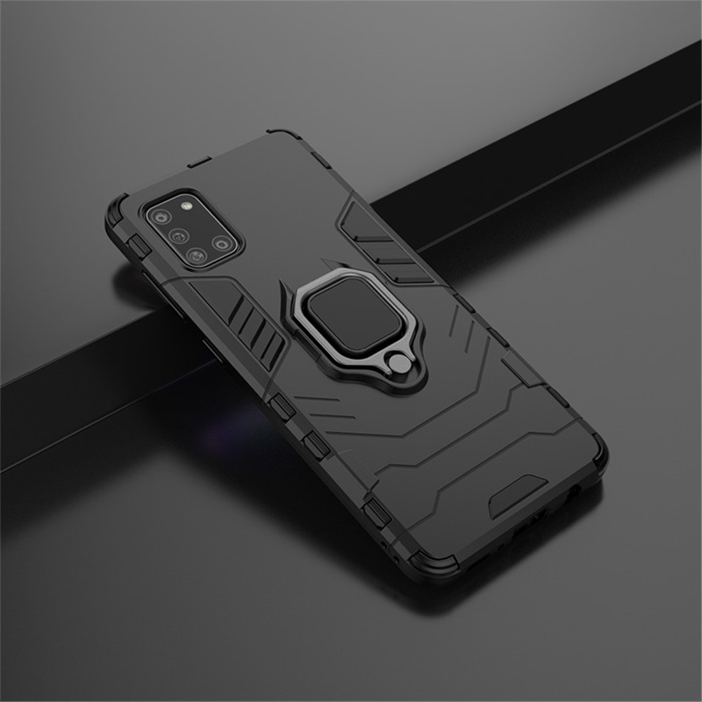 PC + TPU Stylish Case with Kickstand for Galaxy A31 - Black-8