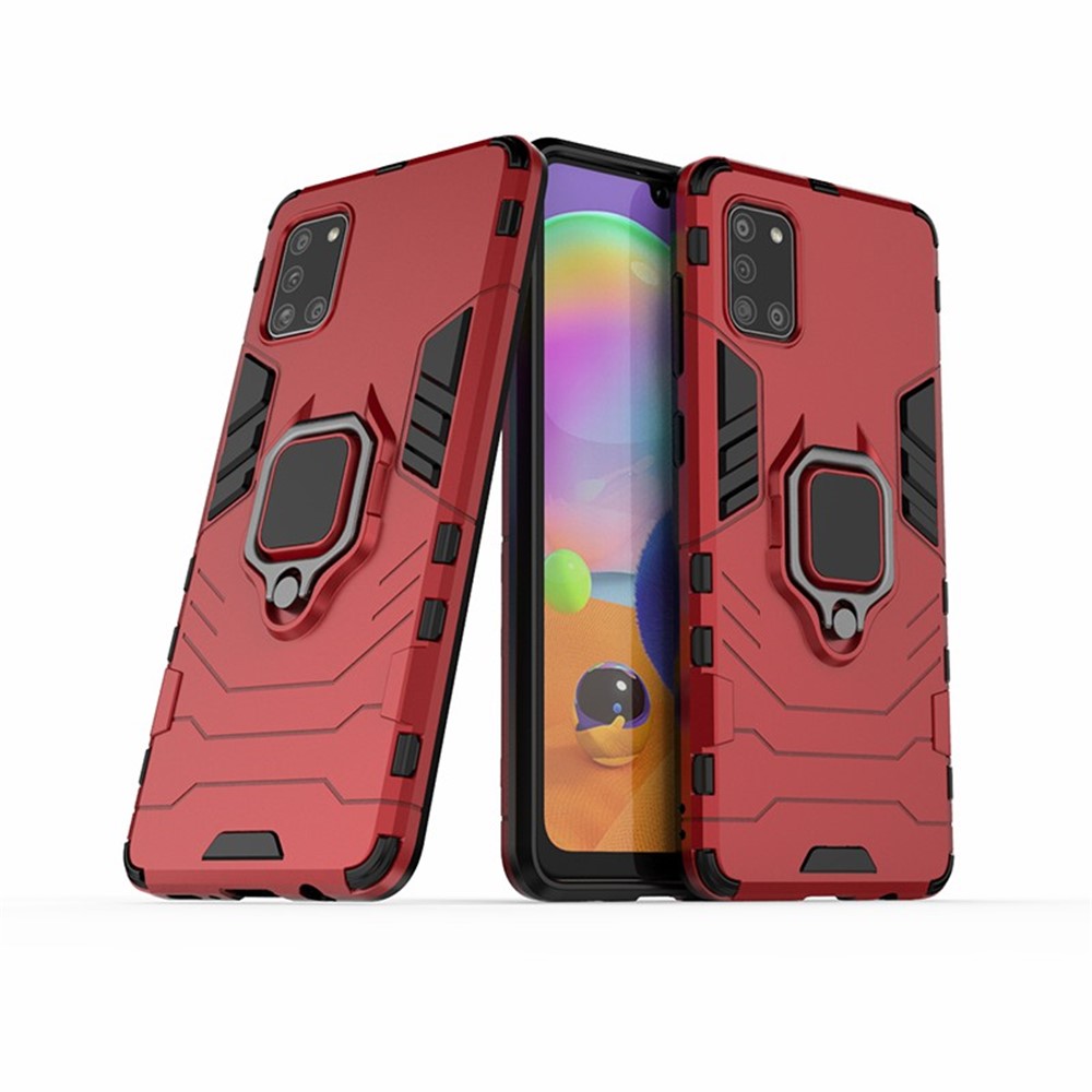 PC + TPU Estrondo Elegante Com Kickstand Para Galaxy A31 - Vermelho