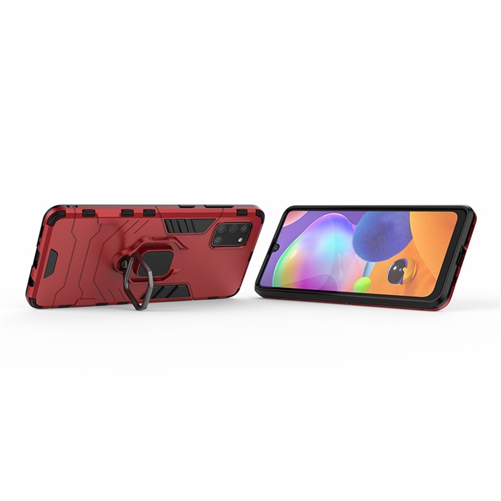 PC + TPU Stylish Case with Kickstand for Galaxy A31 - Red-4