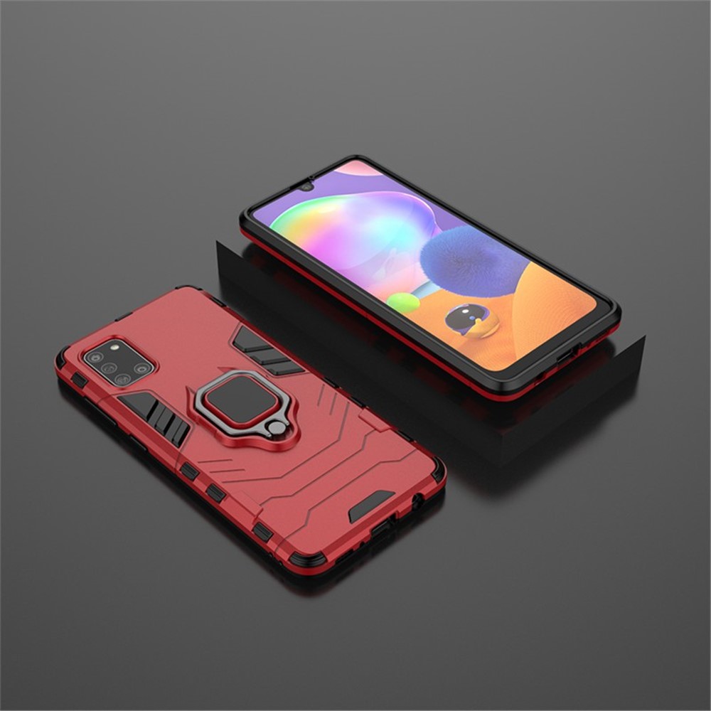 PC + TPU Stylish Case with Kickstand for Galaxy A31 - Red-5