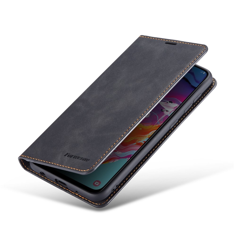 FORWENW Série Fantastique Cuir Toucher Soyeux Étui Mobile Pour Samsung Galaxy A41 (version Internationale) - Noir-1