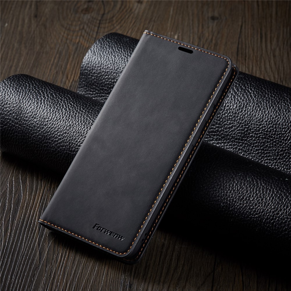 FORWENW Série Fantastique Cuir Toucher Soyeux Étui Mobile Pour Samsung Galaxy A41 (version Internationale) - Noir-5