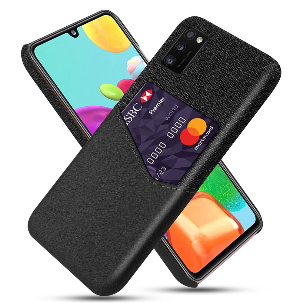 KSQ PU Leather Coated PC Phone Case with Card Slot for Samsung Galaxy A41 (Global Version) - Black-1