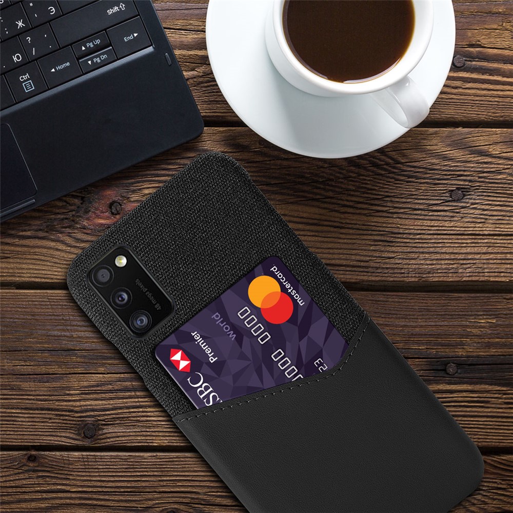 KSQ PU Leather Coated PC Phone Case with Card Slot for Samsung Galaxy A41 (Global Version) - Black-4