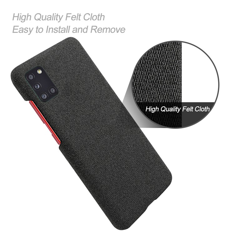 KSQ Cloth Coated PC Mobile Protective Phone Case Cover for Samsung Galaxy A31 - Black-4