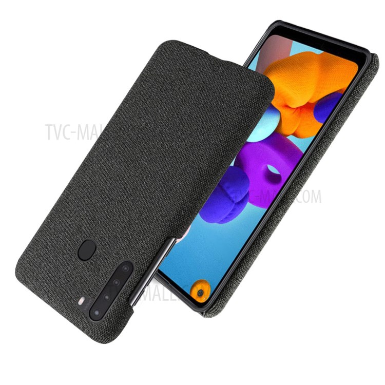 KSQ Cloth Coated PC Mobile Protective Phone Case Cover for Samsung Galaxy A21 - Black-2