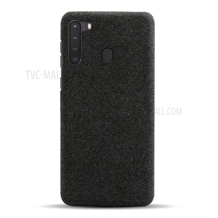 KSQ Cloth Coated PC Mobile Protective Phone Case Cover for Samsung Galaxy A21 - Black-3
