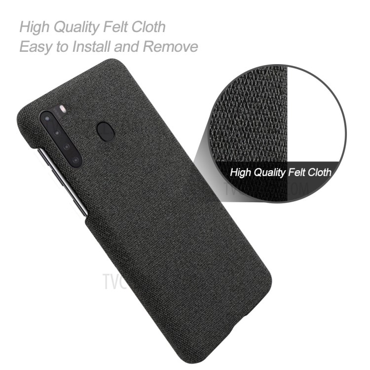 KSQ Cloth Coated PC Mobile Protective Phone Case Cover for Samsung Galaxy A21 - Black-4