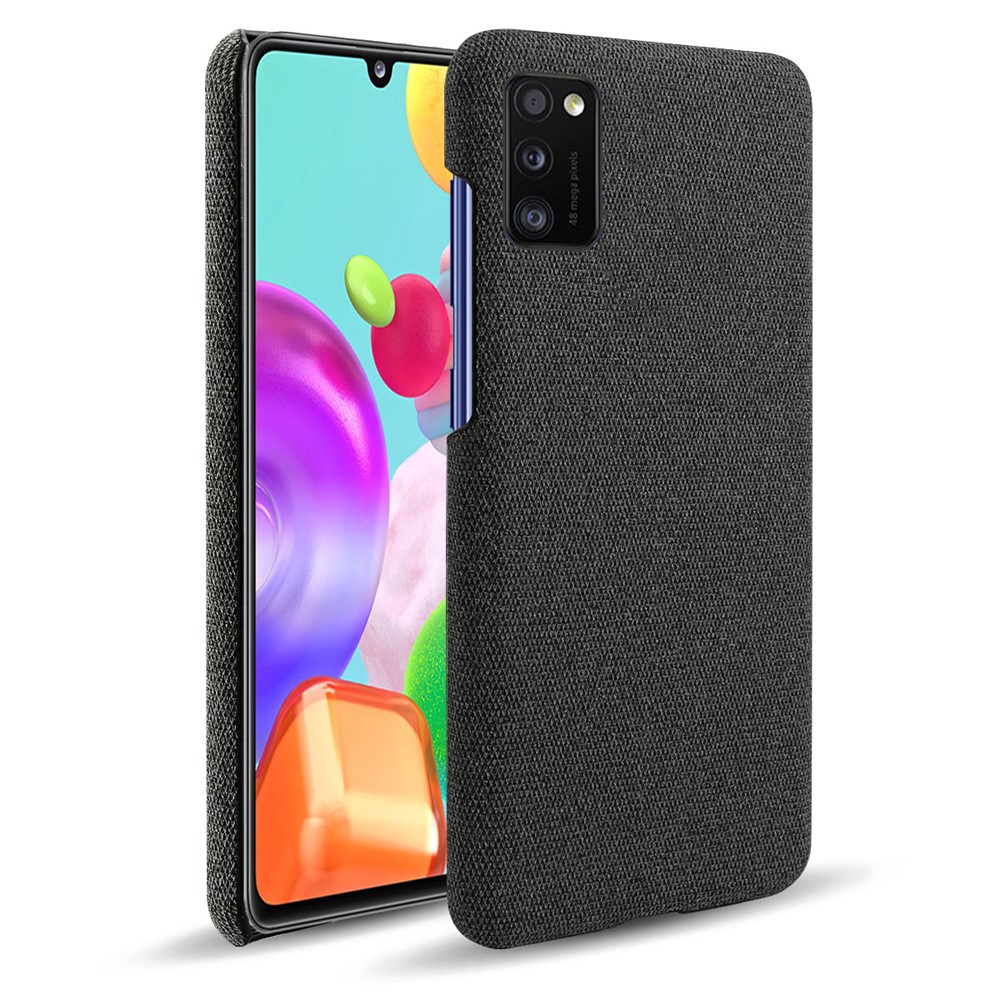KSQ Cloth Coated PC Mobile Protective Phone Case Cover for Samsung Galaxy A41 (Global Version) - Black-1