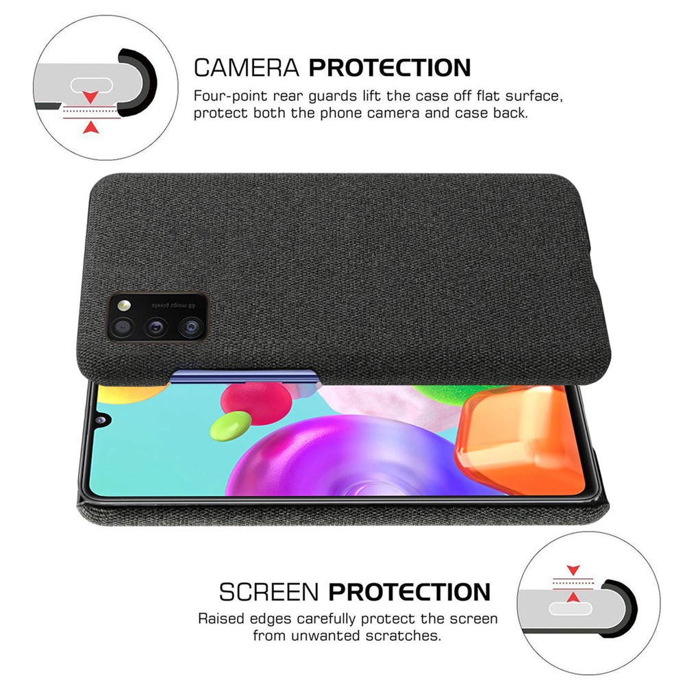 KSQ Cloth Coated PC Mobile Protective Phone Case Cover for Samsung Galaxy A41 (Global Version) - Black-5