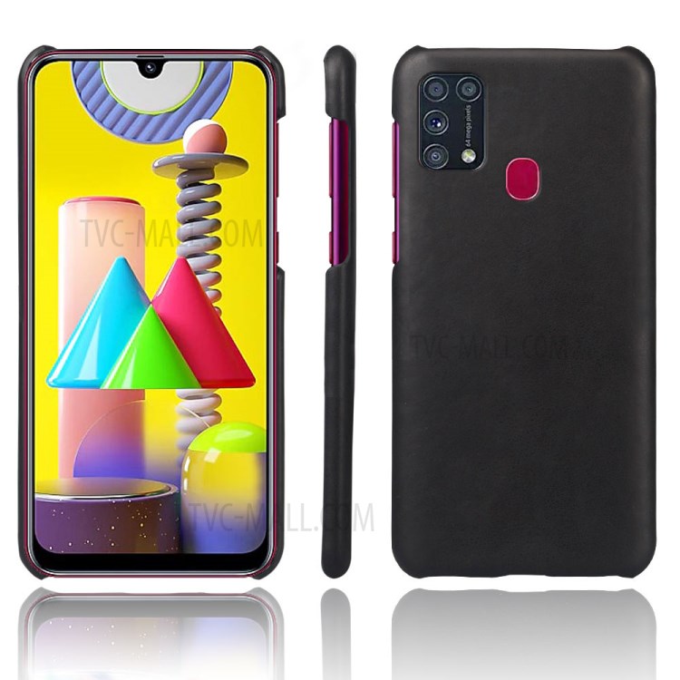 KSQ Crazy Horse Skin PU Leather Coated PC Shell for Samsung Galaxy M31 - Black-1