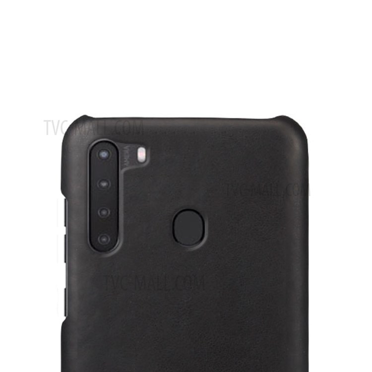 KSQ Crazy Horse Skin PU Leather Coated PC Shell for Samsung Galaxy A21 - Black-3