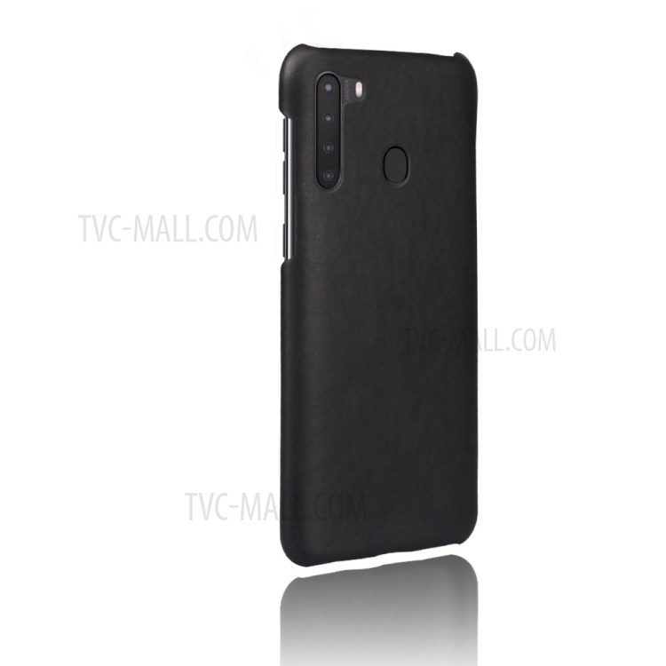 KSQ Crazy Horse Skin PU Leather Coated PC Shell for Samsung Galaxy A21 - Black-4