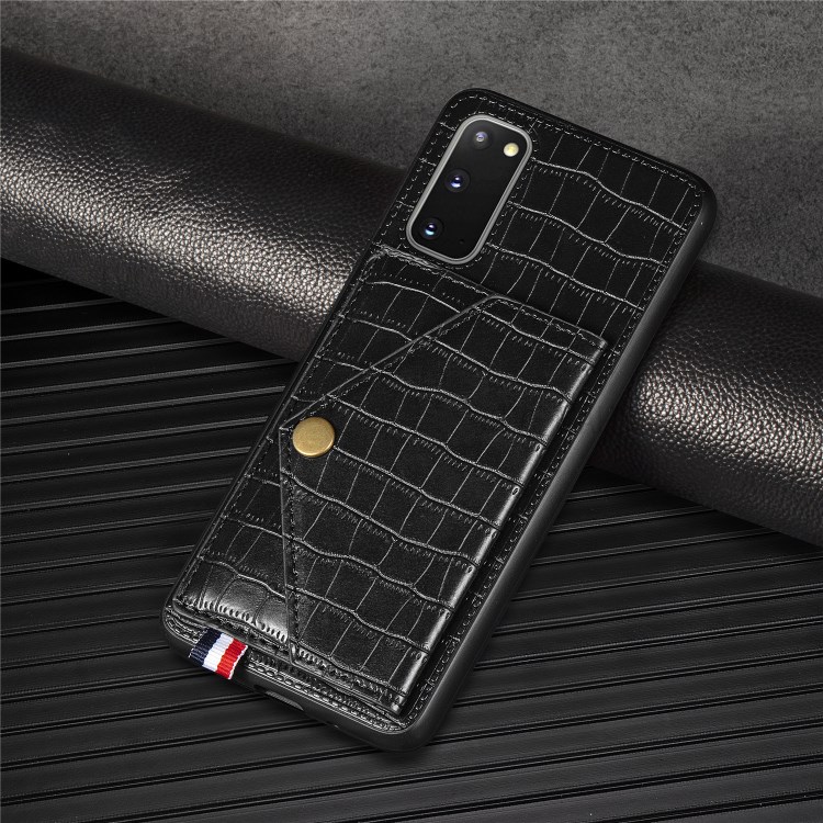 Crocodile Surface with Kickstand Cell Phone Case for Samsung Galaxy S20 - Black-5