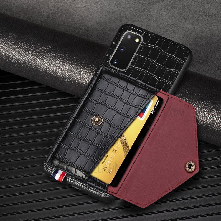 Crocodile Surface with Kickstand Cell Phone Case for Samsung Galaxy S20 - Black-6