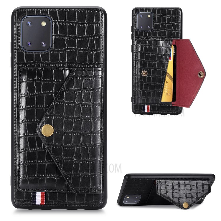 Crocodile Skin PU Leather Coated TPU Case for Samsung Galaxy A81/Note 10 Lite - Black-1