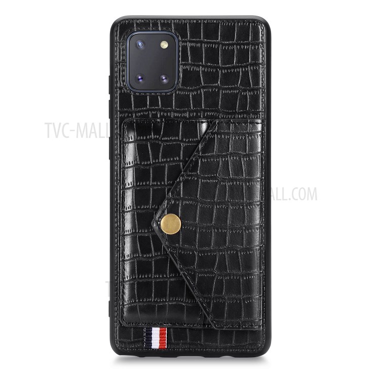 Crocodile Skin PU Leather Coated TPU Case for Samsung Galaxy A81/Note 10 Lite - Black-2